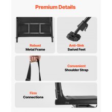 VEVOR Silla de Caza Giratoria Silenciosa de 360°, Plegable, con Estructura de Acero Resistente, Asiento Tipo Taburete con Patas Giratorias Antihundimiento, Carga 158 kg, 570 x 500 x 880-1080 mm