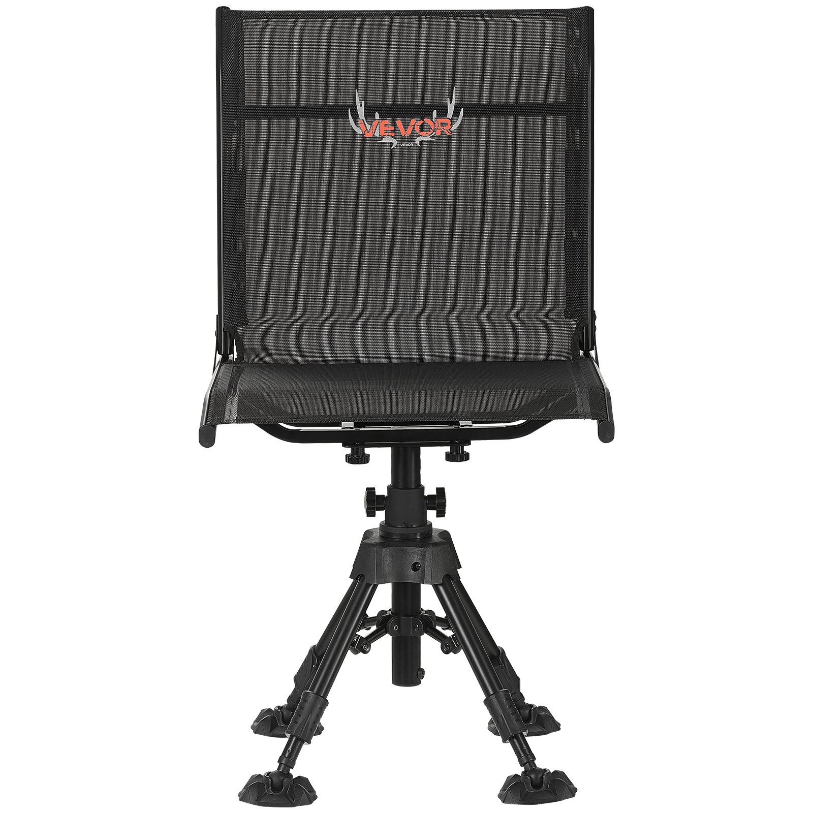 VEVOR Silla de Caza Giratoria Silenciosa de 360°, Plegable, con Estructura de Acero Resistente, Asiento Tipo Taburete con Patas Giratorias Antihundimiento, Carga 158 kg, 570 x 500 x 880-1080 mm