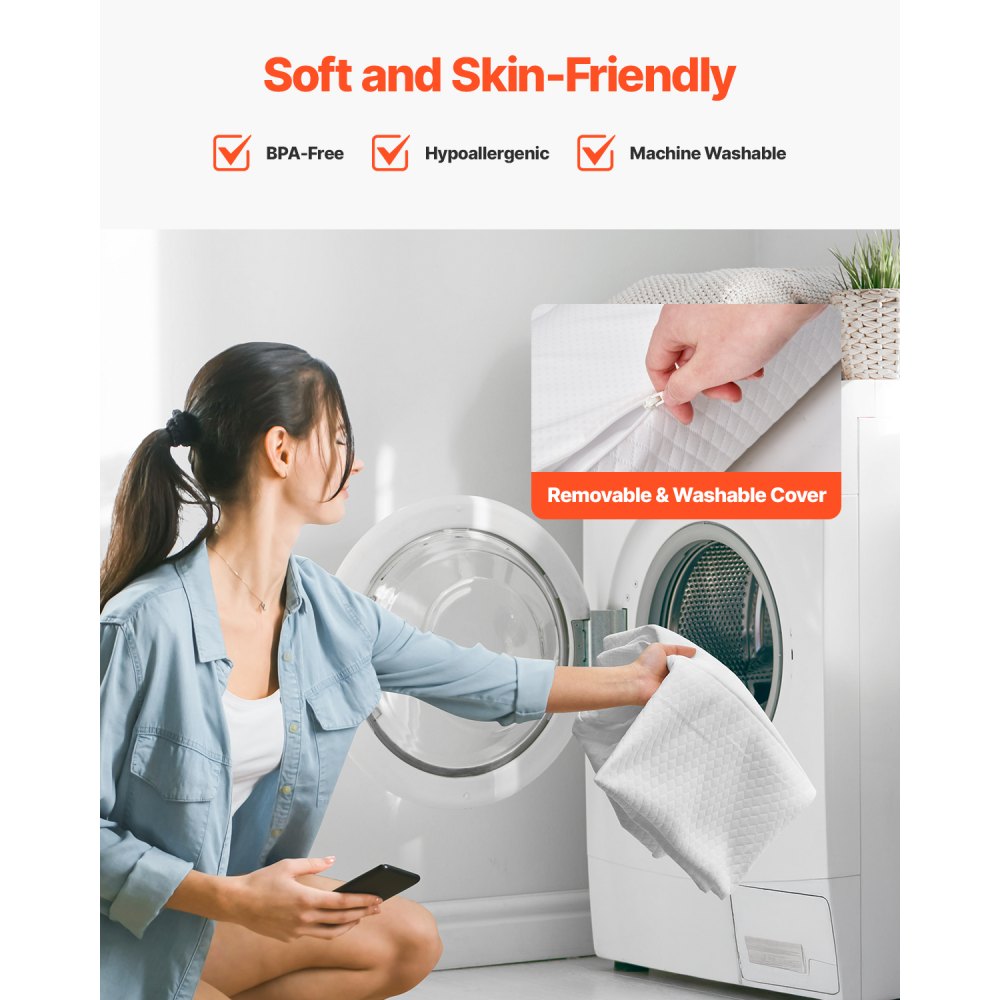 VEVOR Protector de Cama para Niños Pequeños, Barandilla de Cama Antideslizante con Solapa de Seguridad, con Funda Lavable a Máquina para Individuales, Matrimoniales, 1320 x 170 x 130 mm, 1 ud