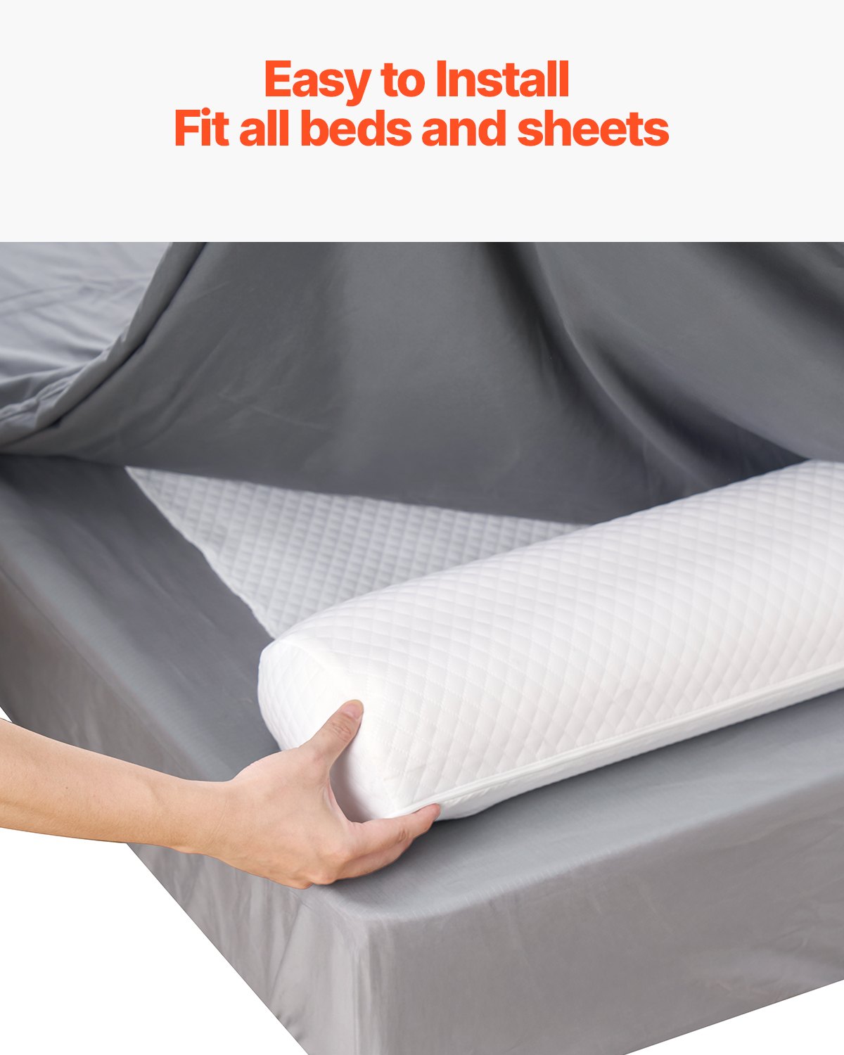 VEVOR Protector de Cama para Niños Pequeños, Barandilla de Cama Antideslizante con Solapa de Seguridad, con Funda Lavable a Máquina para Individuales, Matrimoniales, 1320 x 170 x 130 mm, 1 ud