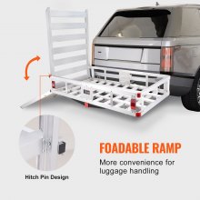 VEVOR Soporte de carga con enganche, 50 x 29,5 x 8,7 pulgadas, rampa plegable de 500 libras, apto para receptor de 2 pulgadas