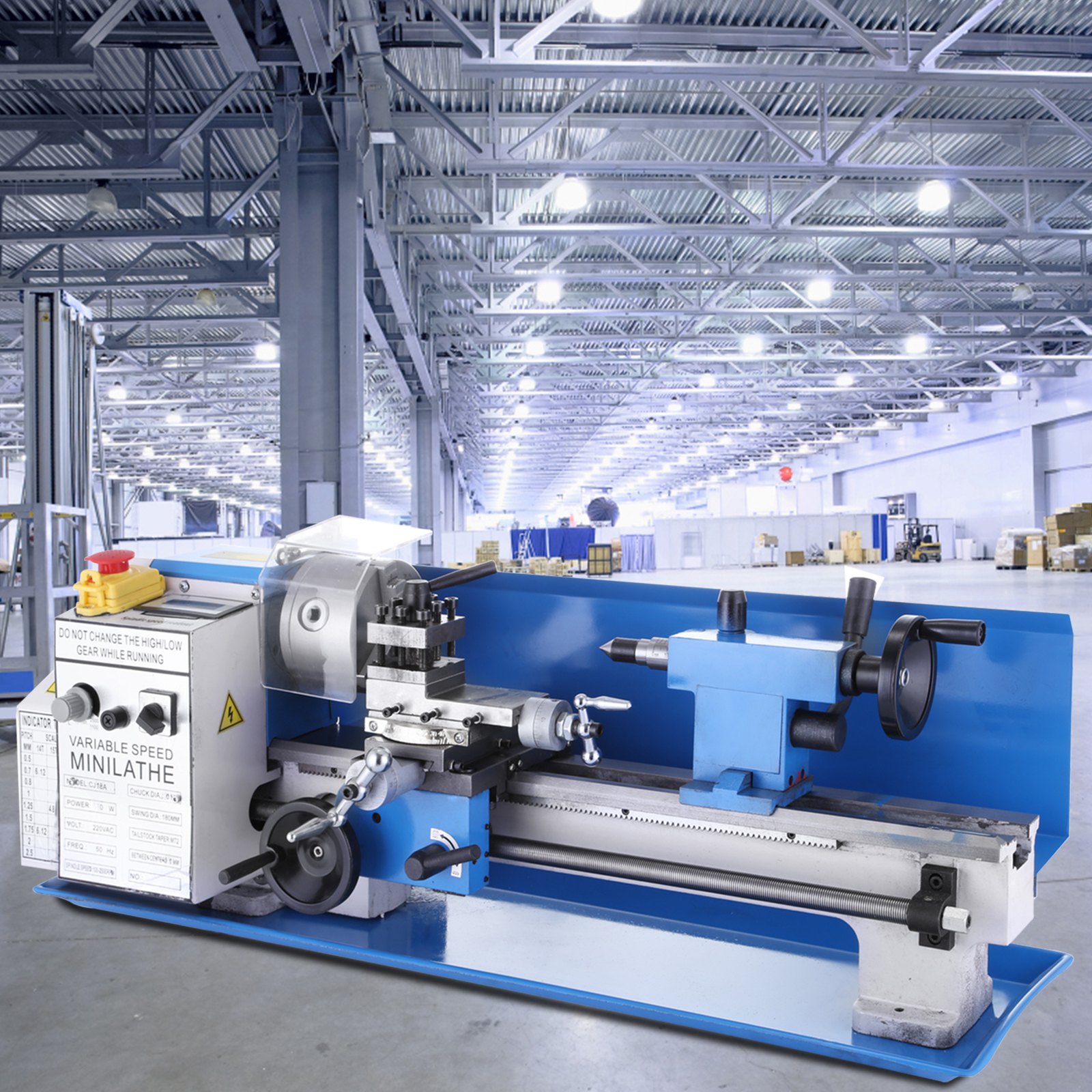 VEVOR Mini Torno de Metal 220V 550W Cono de Contrapunto MT2 Mini Torno de Precisión Distancia entre Centros 350mm 50-2500RPM Máquina de Torno para Fabricación de Buje, Husillo, Prototipo, Modelo