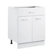 VEVOR Gabinete de Piso con Cajón y 2 Puertas 60 x 47,7 x 81,6 cm Armario de Pie sin Ensamblar Gabinete de Suelo Cajón de Cierre Suave y Estante Ajustable para Oficina, Casa, Baño, Cocina, Blanco