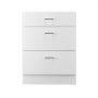VEVOR white base cabinet (600 x 475 x 816 mm) with 3 drawers, unassembled drawer base cabinet, ready-to-assemble cabinet with soft-close doors and adjustable shelf, for home and office