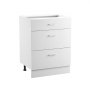 VEVOR white base cabinet (600 x 475 x 816 mm) with 3 drawers, unassembled drawer base cabinet, ready-to-assemble cabinet with soft-close doors and adjustable shelf, for home and office