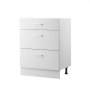 VEVOR white base cabinet (600 x 475 x 816 mm) with 3 drawers, unassembled drawer base cabinet, ready-to-assemble cabinet with soft-close doors and adjustable shelf, for home and office