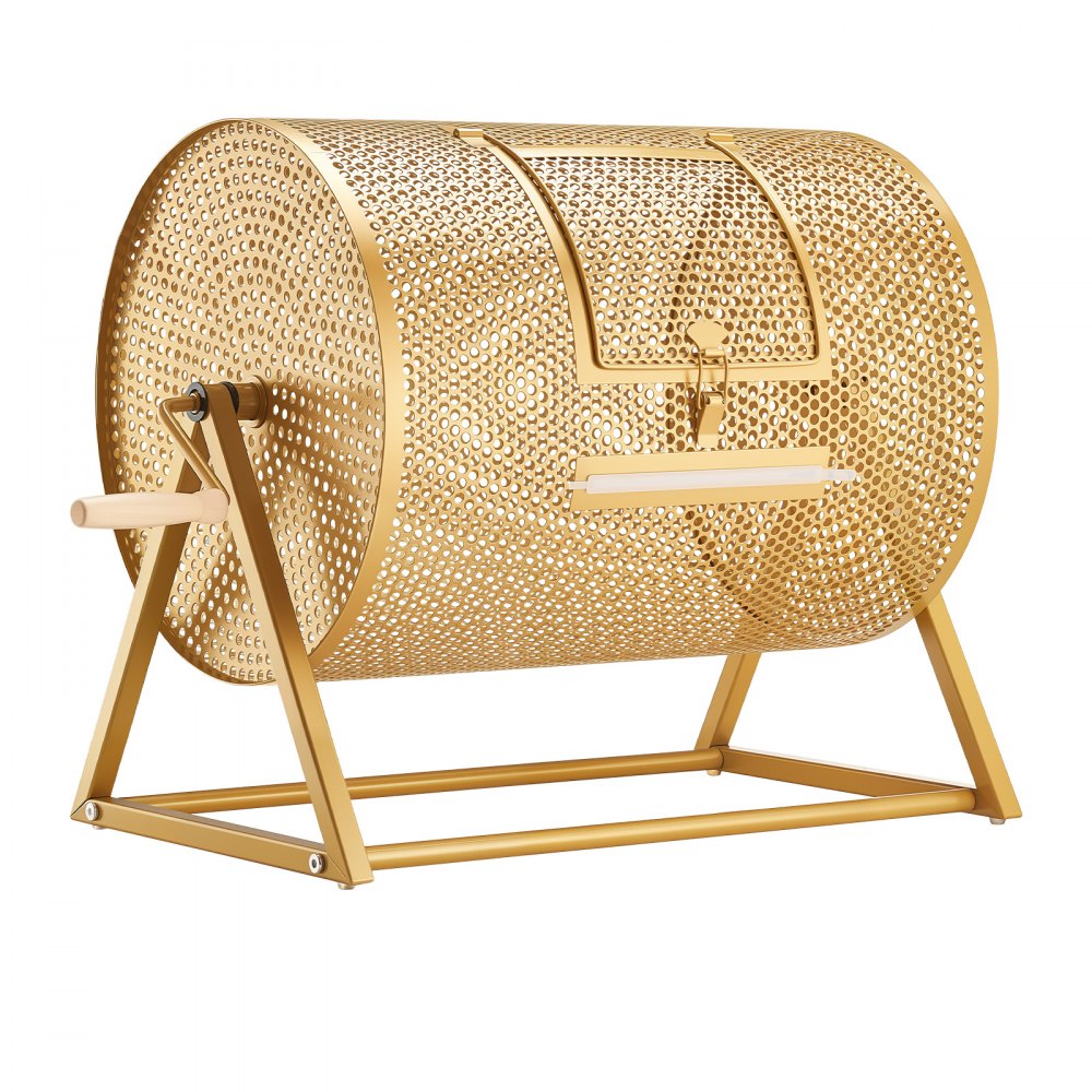 VEVOR Tambor de Rifa, 410 x 302 mm, Tómbola de Lotería, Capacidad de 5000 Boletos o 200 Bolas, Tubo Giratorio de Sorteo con Asa y Base Reforzada, para Fiestas Eventos Juego de Bingo, Color Dorado