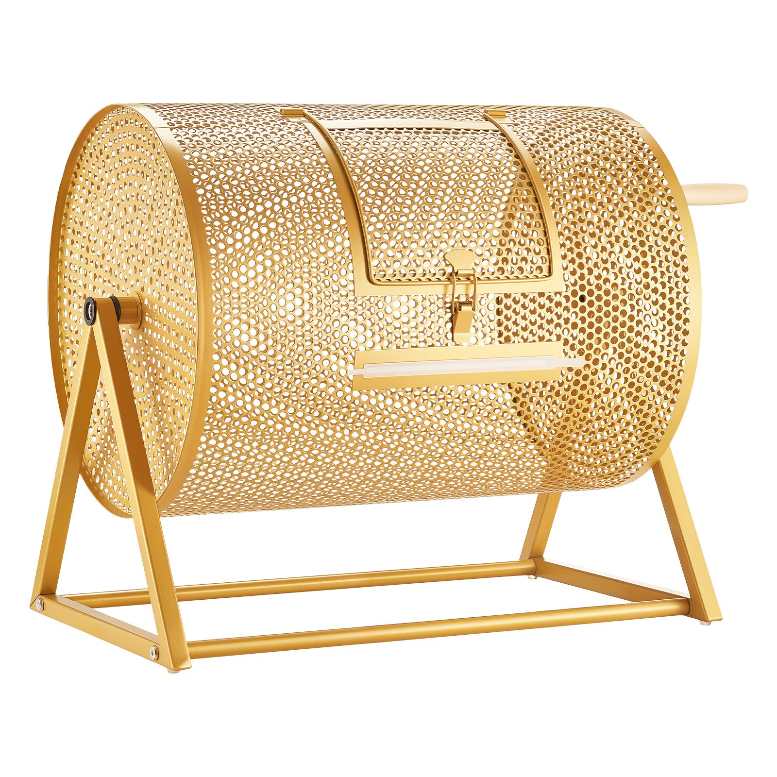 VEVOR Tambor de Rifa, 410 x 302 mm, Tómbola de Lotería, Capacidad de 5000 Boletos o 200 Bolas, Tubo Giratorio de Sorteo con Asa y Base Reforzada, para Fiestas Eventos Juego de Bingo, Color Dorado