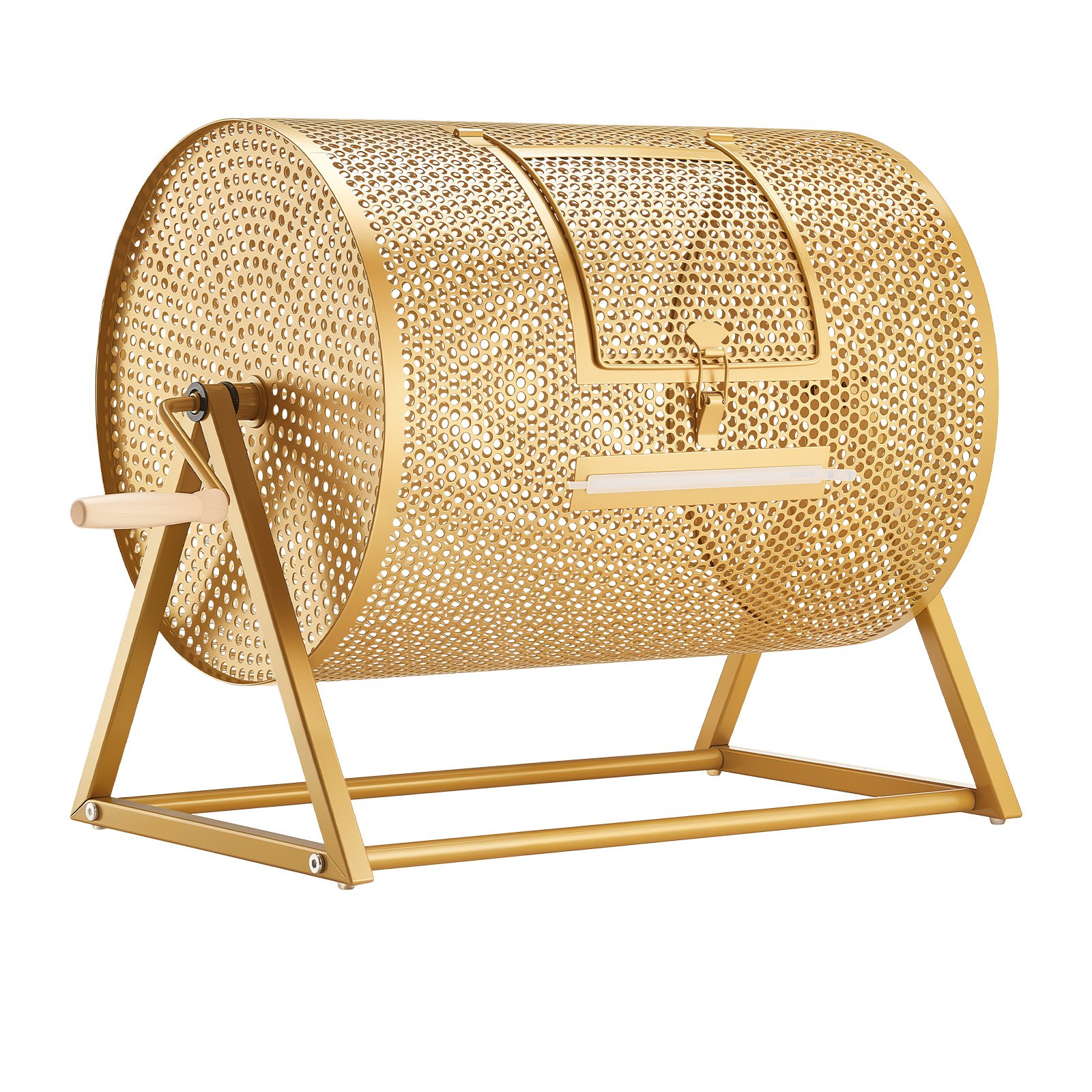 VEVOR Tambor de Rifa, 410 x 302 mm, Tómbola de Lotería, Capacidad de 5000 Boletos o 200 Bolas, Tubo Giratorio de Sorteo con Asa y Base Reforzada, para Fiestas Eventos Juego de Bingo, Color Dorado