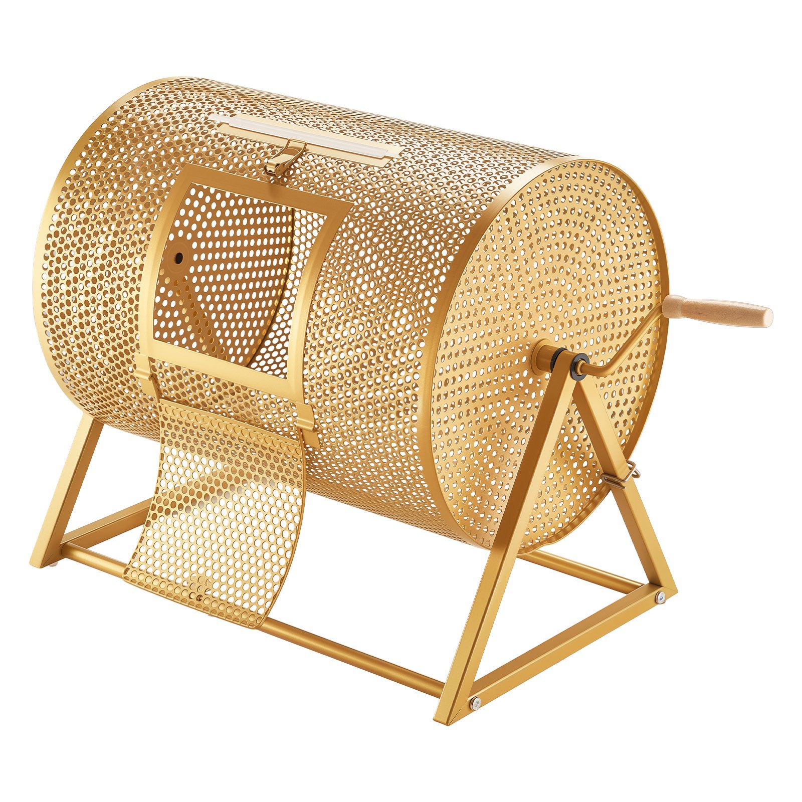 VEVOR Tambor de Rifa, 410 x 302 mm, Tómbola de Lotería, Capacidad de 5000 Boletos o 200 Bolas, Tubo Giratorio de Sorteo con Asa y Base Reforzada, para Fiestas Eventos Juego de Bingo, Color Dorado
