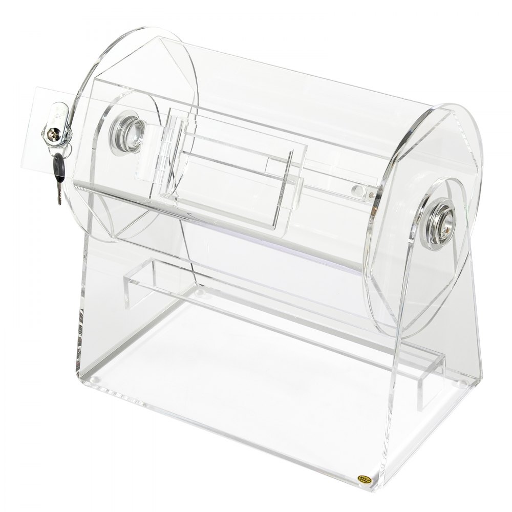 VEVOR Tambor de Lotería de Acrílico para Rifa Capacidad de 2500 Boletos o 100 Bolas Jaula de Juego de Bingo Transparente con 2 Llaves 308 x 310 mm para Votación, Evento, Fiesta, Sala de Estar