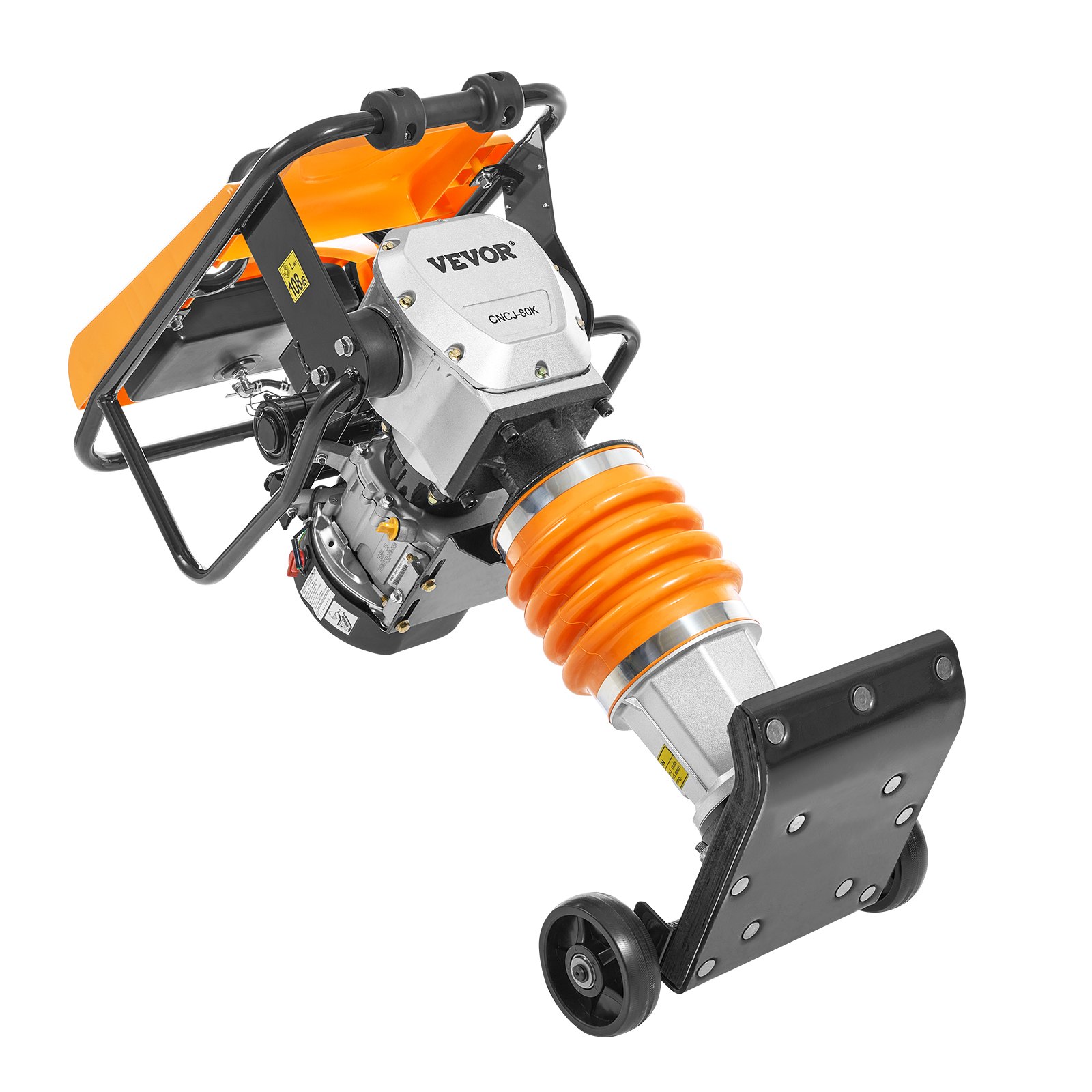 VEVOR 6.5 HP vibratory rammer, fuel-powered 196 cc engine rammer, 1632 kg impact force, 66 cm max. compaction depth, four springs, trench rammer for soil, gravel, concrete slabs, foundations