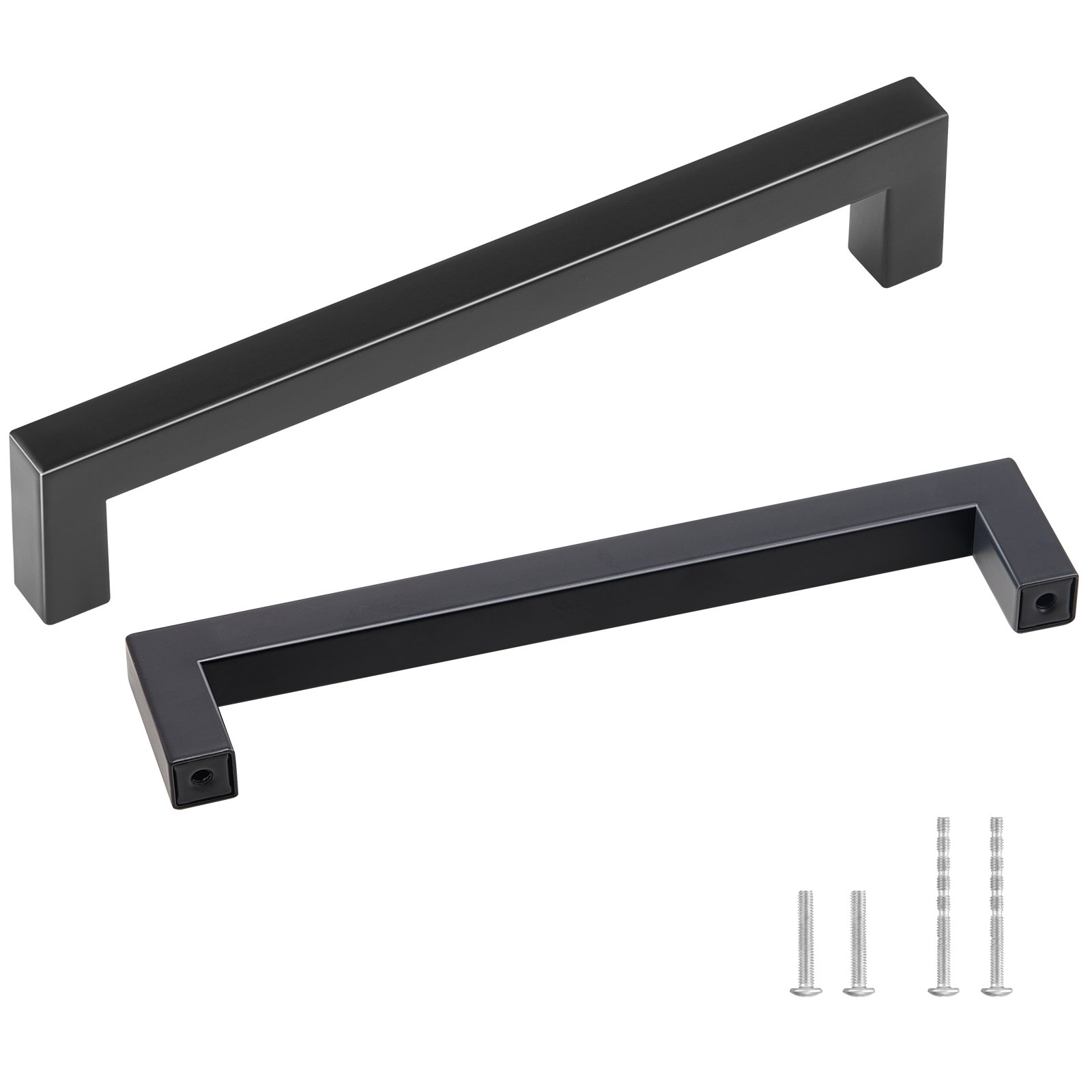 VEVOR Tiradores para Muebles de Cocina, 30 Piezas, Tiradores para Puertas de Gabinetes de Acero Inoxidable, Espacio entre Orificios Centrales 160 mm, Tiradores Cuadrados para Cocina, Baño, Negro Mate