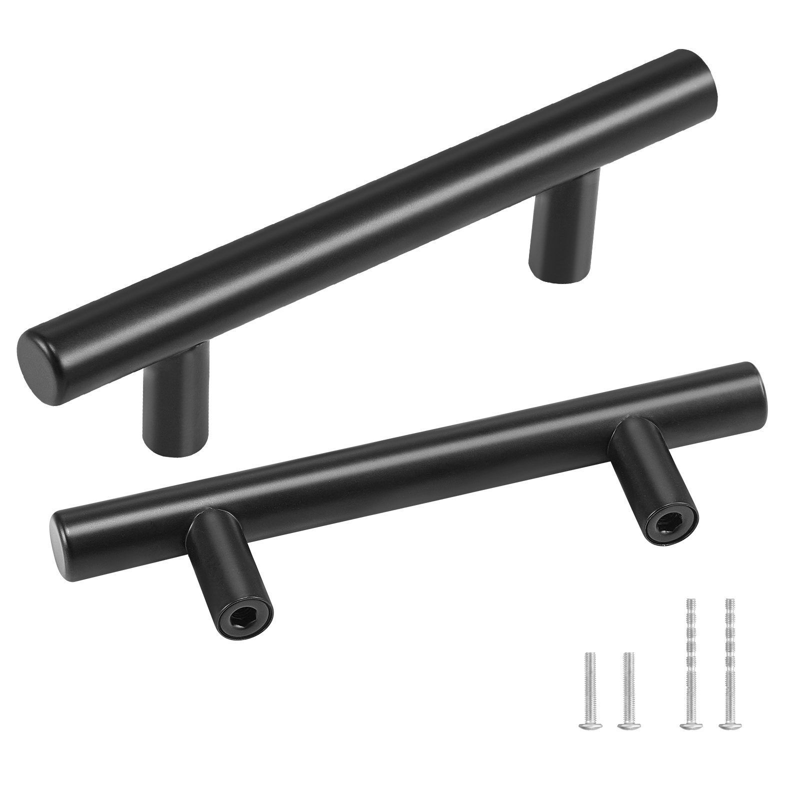 VEVOR Tiradores para Muebles de Cocina, 30 Piezas, Tiradores para Puertas de Gabinetes de Acero Inoxidable, Espacio entre Orificios Centrales 76 mm, Tiradores para Cajones, Cocina, Baño, Negro Mate