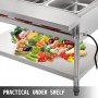VEVOR Calentador Comida Buffet de Acero Inoxidable 1500 W, Bandeja Alimentos Calientes con Eléctrica con 2 Pozos de 51x31x15 cm, Mesa de Buffet Comercial Control de Temperatura de 30-100 Centígrados