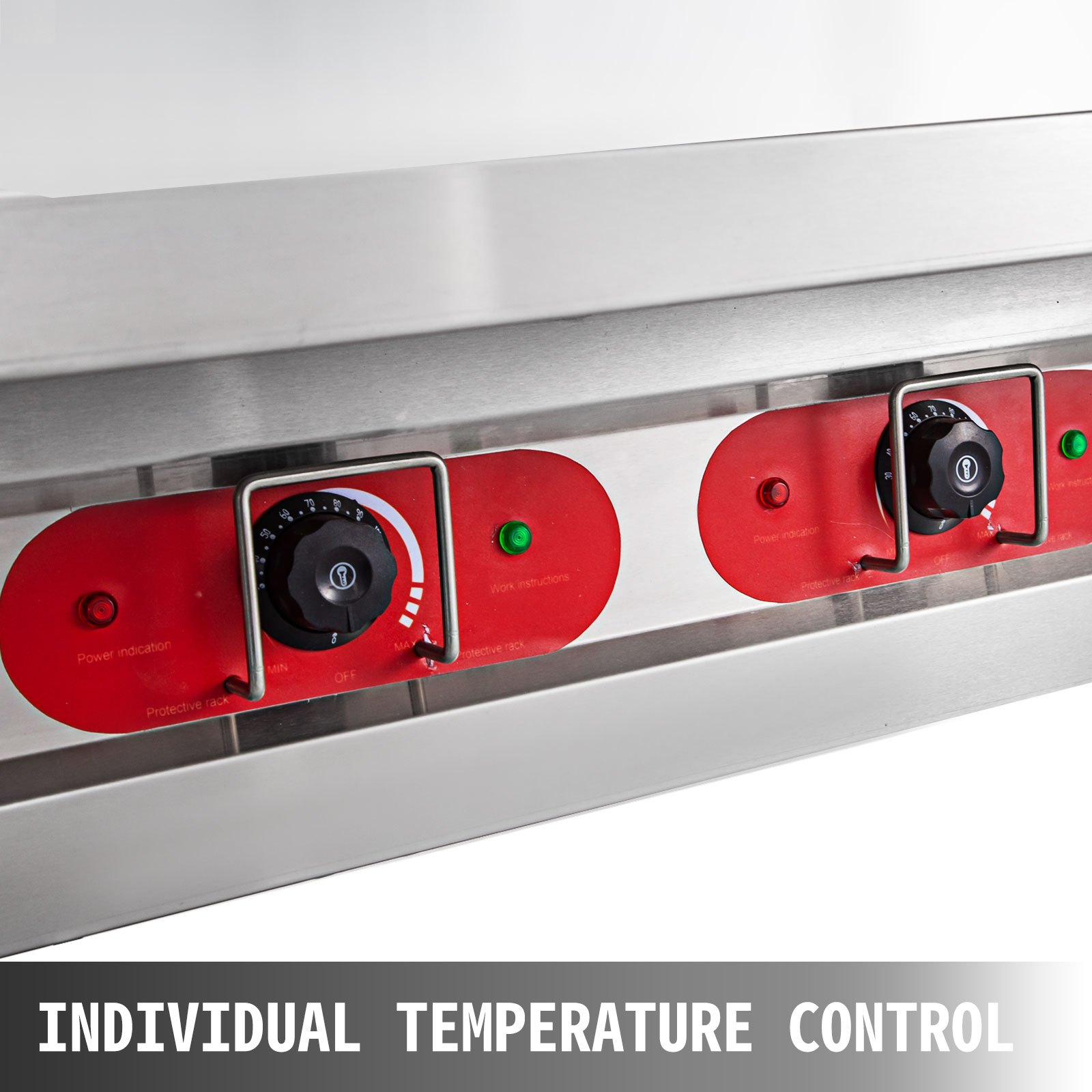VEVOR Calentador Comida Buffet de Acero Inoxidable 1500 W, Bandeja Alimentos Calientes con Eléctrica con 2 Pozos de 51x31x15 cm, Mesa de Buffet Comercial Control de Temperatura de 30-100 Centígrados