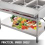 VEVOR Calentador Comida Buffet de Acero Inoxidable 1500 W, Bandeja Alimentos Calientes con Eléctrica con 3 Pozos de 51x31x15 cm, Mesa de Buffet Comercial Control de Temperatura de 30-100 Centígrados