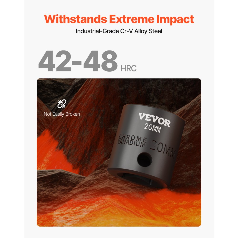 VEVOR Juego de vasos de impacto de 1/2", 26 piezas, vasos de impacto poco profundos de 10-36 mm, acero de aleación CR-V de 6 puntos, con estuche de transporte, para reparación de automóviles