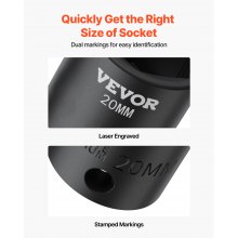 VEVOR Juego de vasos de impacto de 1/2", 26 piezas, vasos de impacto poco profundos de 10-36 mm, acero de aleación CR-V de 6 puntos, con estuche de transporte, para reparación de automóviles