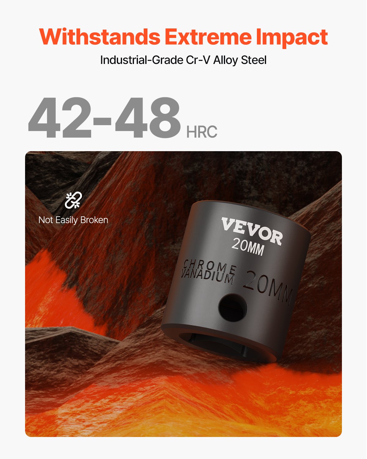 VEVOR Juego de vasos de impacto de 1/2", 26 piezas, vasos de impacto poco profundos de 10-36 mm, acero de aleación CR-V de 6 puntos, con estuche de transporte, para reparación de automóviles