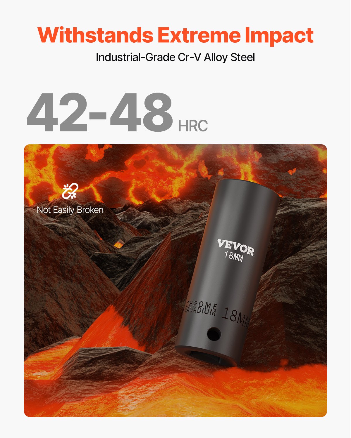 VEVOR Juego de vasos de impacto de 1/2", 43 piezas, vasos de impacto métricos estándar profundos de 9-30 mm, acero de aleación CR-V de 6 puntos, con barra de extensión y estuche de transporte