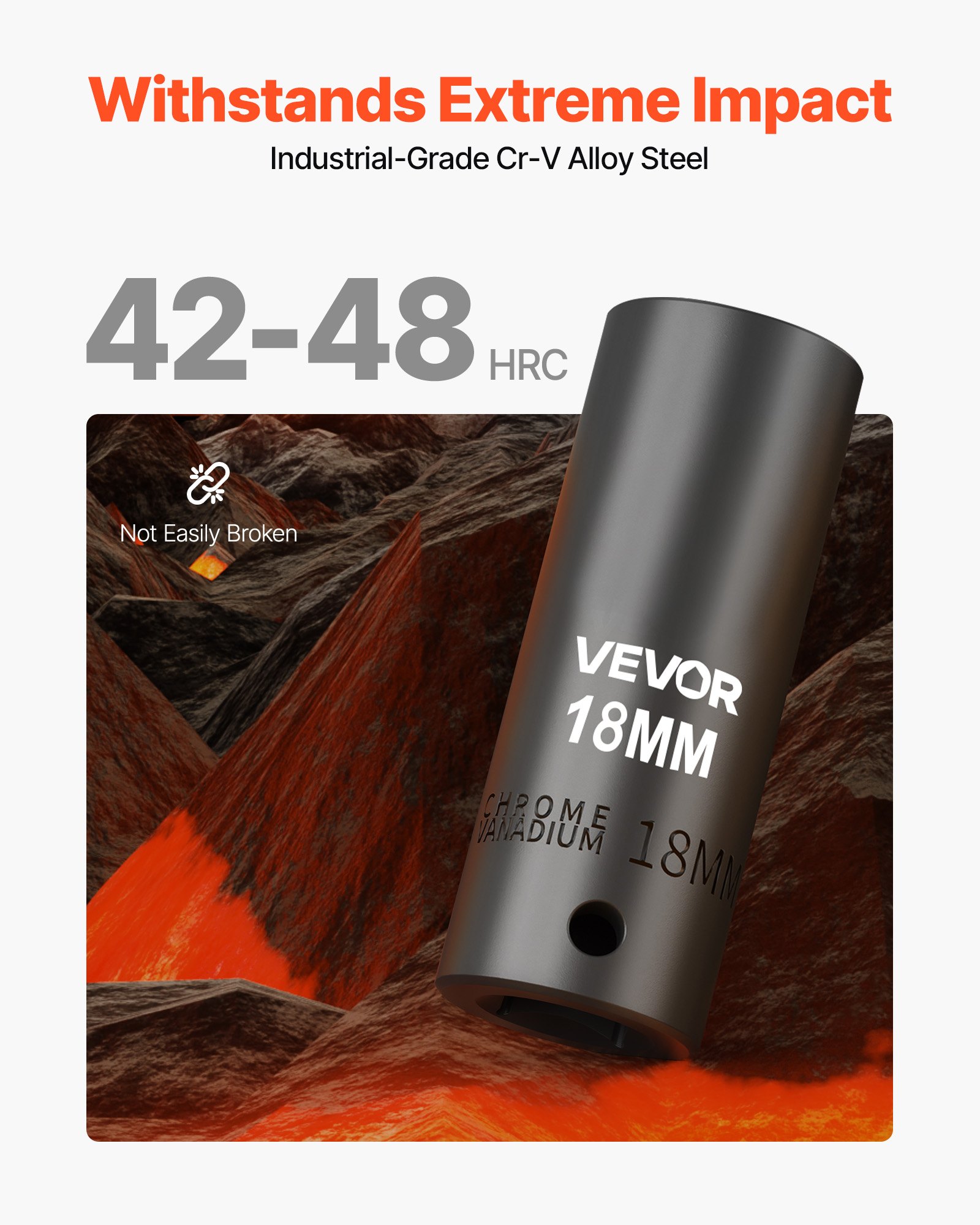 VEVOR Juego de Vasos de Impacto 26 Piezas, Llaves de Vaso Impacto Hexagonal, Métricos de 10-30 mm y 32-36 mm, Material de Acero CR-V, con Caja de Herramientas, para Reparación Mantenimiento de Autos
