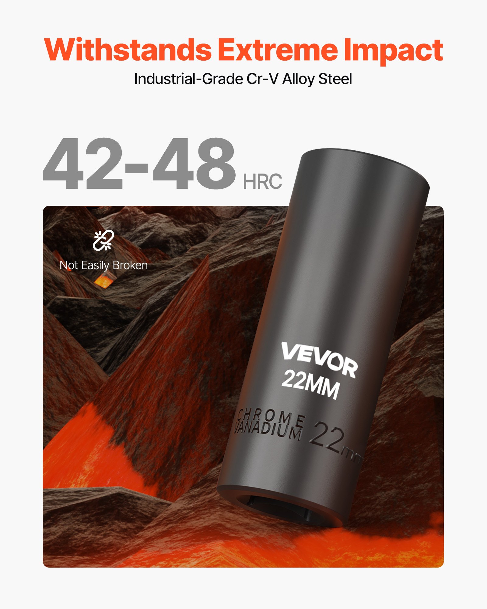 VEVOR Juego de Vasos de Impacto 48 Piezas Llaves de Vaso Impacto Hexagonal, Medidas SAE de 5/16"-3/4", Métricos de 8-19 mm y 21-22 mm, de Acero CR-V, Herramientas para Reparación Mantenimiento Autos