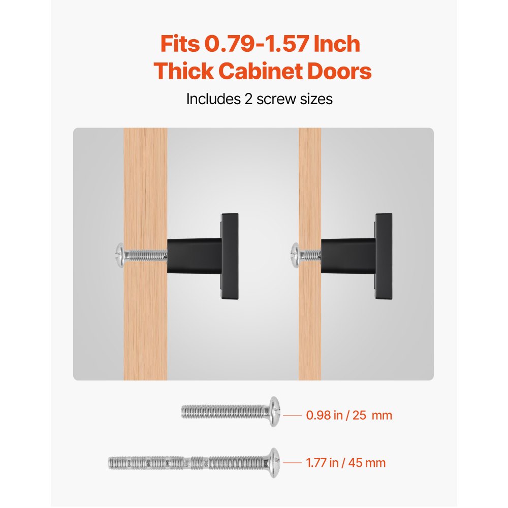 VEVOR Pomos para Armario, Compactos y Elegantes, Aleación de Zinc, Cuadrados, con Tornillos, para Cajones, Puertas, Cómodas, Armarios, Baño, Cocina y Dormitorio, Negro, 30 x 30 x 25 mm, 10 uds