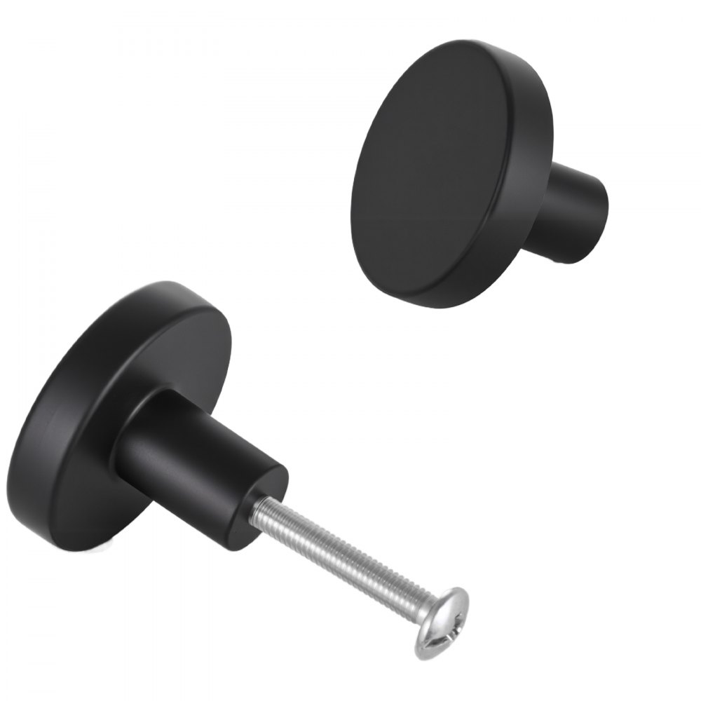 VEVOR Pomos Compactos para Gabinete, 10 Unidades, Aleación de Zinc Forjado, Forma de Hongo, Estilo Versátil, con Tornillos, Resistente al Desgaste y a la Deformación, Color Negro, Ø 32 x 23 mm