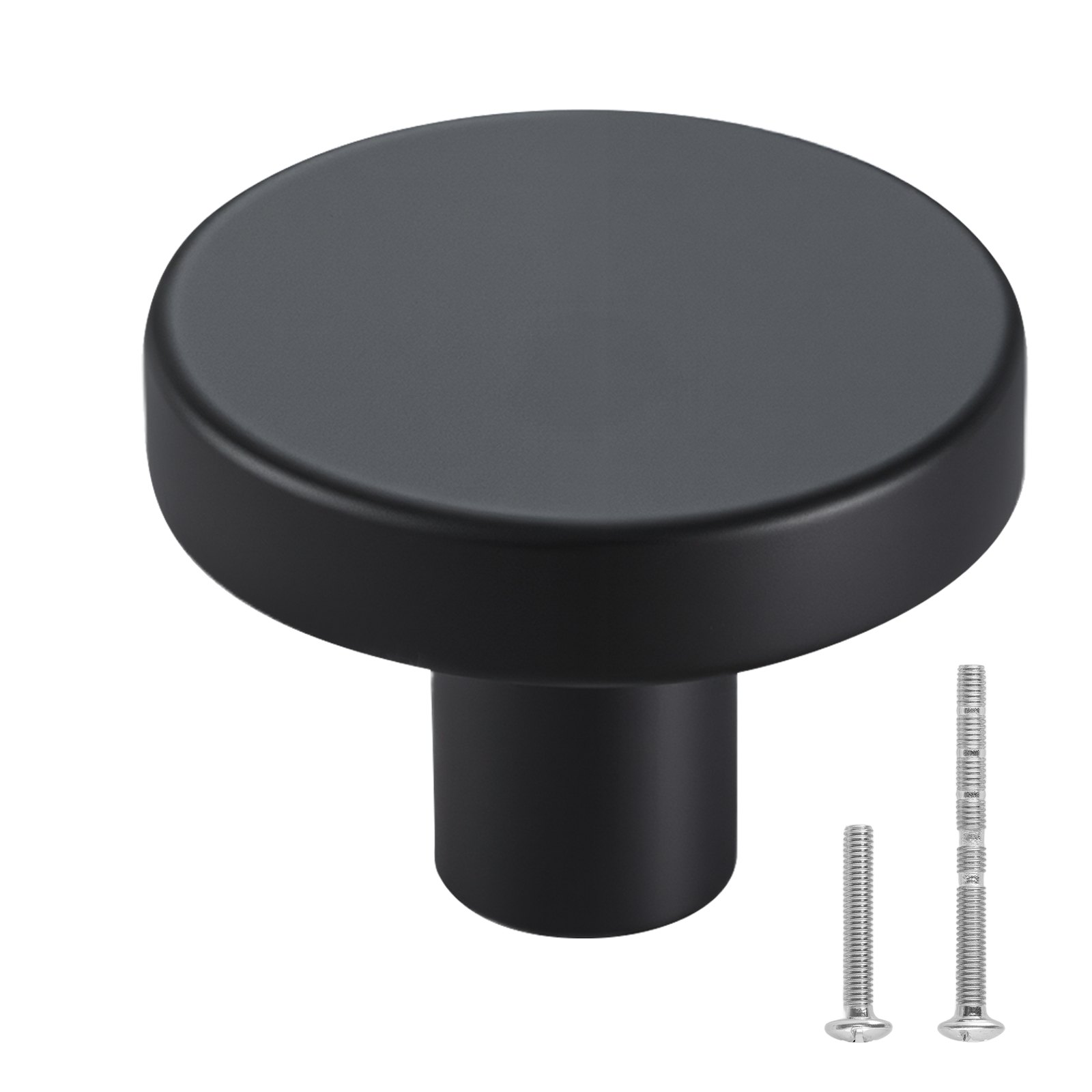 VEVOR Pomos Compactos para Gabinete, 10 Unidades, Aleación de Zinc Forjado, Forma de Hongo, Estilo Versátil, con Tornillos, Resistente al Desgaste y a la Deformación, Color Negro, Ø 32 x 23 mm