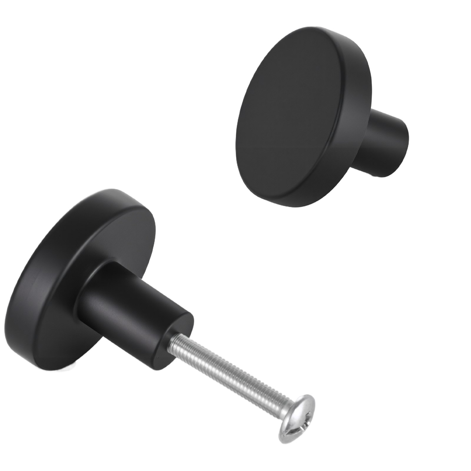 VEVOR Pomos Compactos para Gabinete, 10 Unidades, Aleación de Zinc Forjado, Forma de Hongo, Estilo Versátil, con Tornillos, Resistente al Desgaste y a la Deformación, Color Negro, Ø 32 x 23 mm