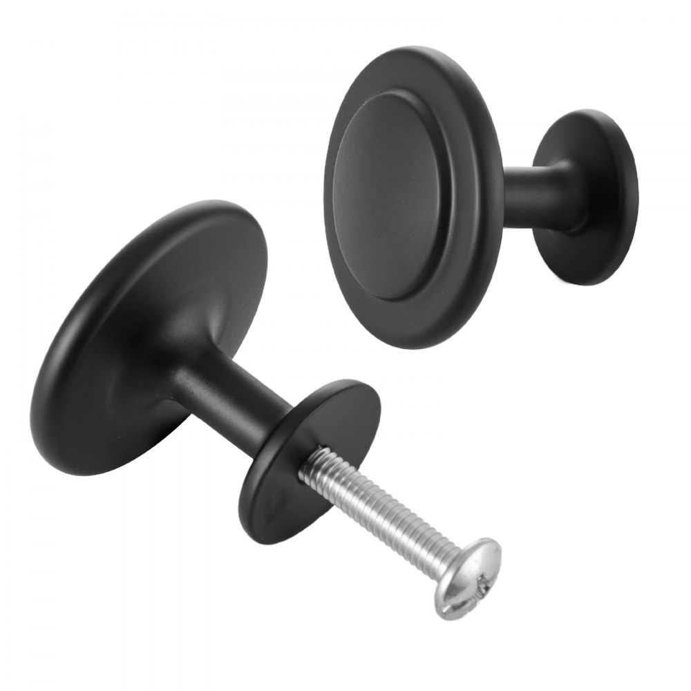 VEVOR Pomos para Armario, 30 uds, 3 cm, Aleación de Zinc, Forma de Hongo, con Tornillos, Resistente al Desgaste y a la Deformación, para Cómodas, Armarios y Alacenas, Color Negro, Ø 31 x 27 mm
