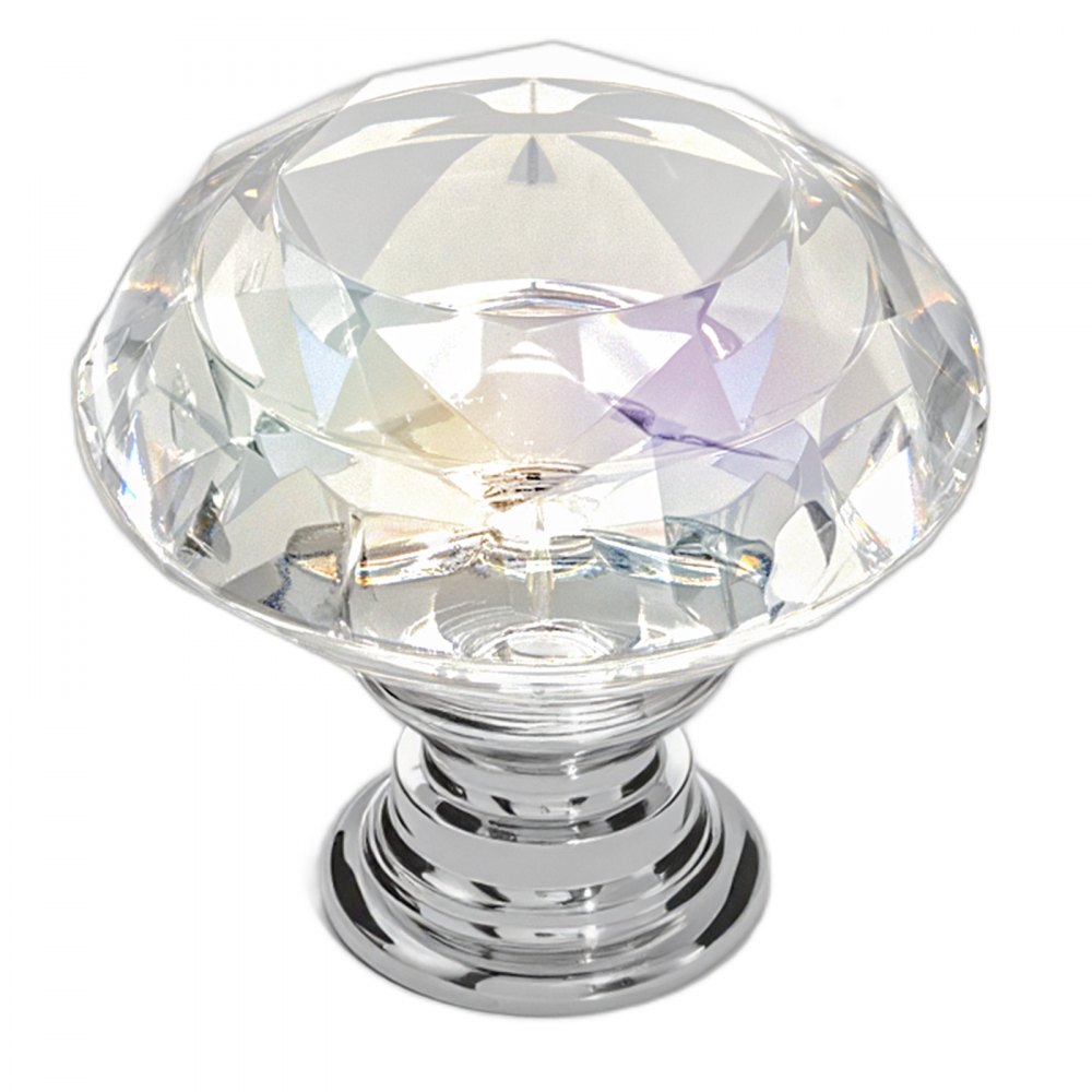 VEVOR Pomos para Gabinete, Tiradores de Acrílico y Aleación de Zinc con Forma Diamante y Tornillos, para Cajones, Puertas, Baño y Dormitorio, Acrílico Transparente y Base de Plata Pulida, 12 uds