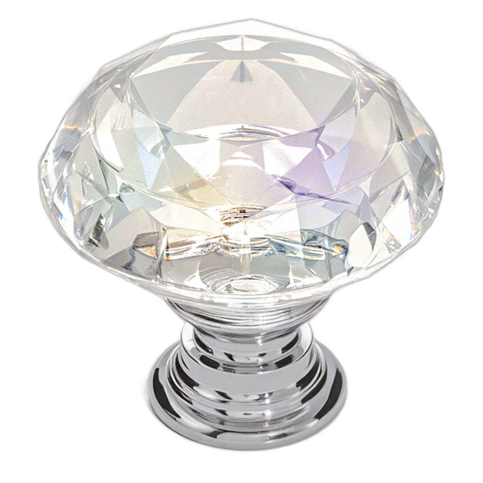 VEVOR Pomos para Gabinete, Tiradores de Acrílico y Aleación de Zinc con Forma Diamante y Tornillos, para Cajones, Puertas, Baño y Dormitorio, Acrílico Transparente y Base de Plata Pulida, 12 uds