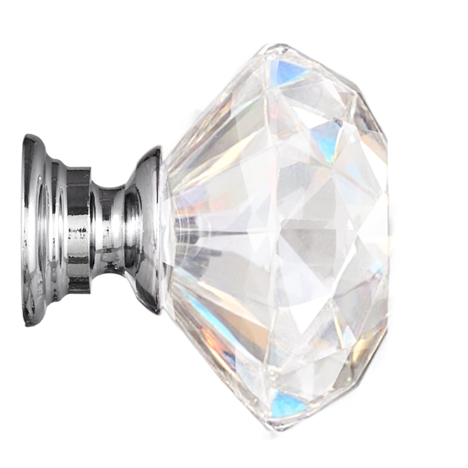 VEVOR Pomos para Gabinete, Tiradores de Acrílico y Aleación de Zinc con Forma Diamante y Tornillos, para Cajones, Puertas, Baño y Dormitorio, Acrílico Transparente y Base de Plata Pulida, 12 uds
