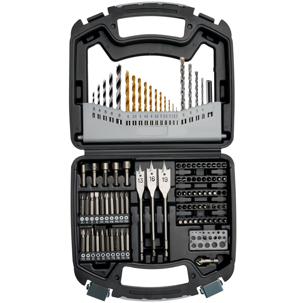 VEVOR 101 PCS Juego de Brocas Juego de Brocas para Taladro y Destornillador con Estuche de Transporte, Juego de Brocas para Destornillador Adecuadas para Taladrar y Atornillar Madera, Metal, Cemento