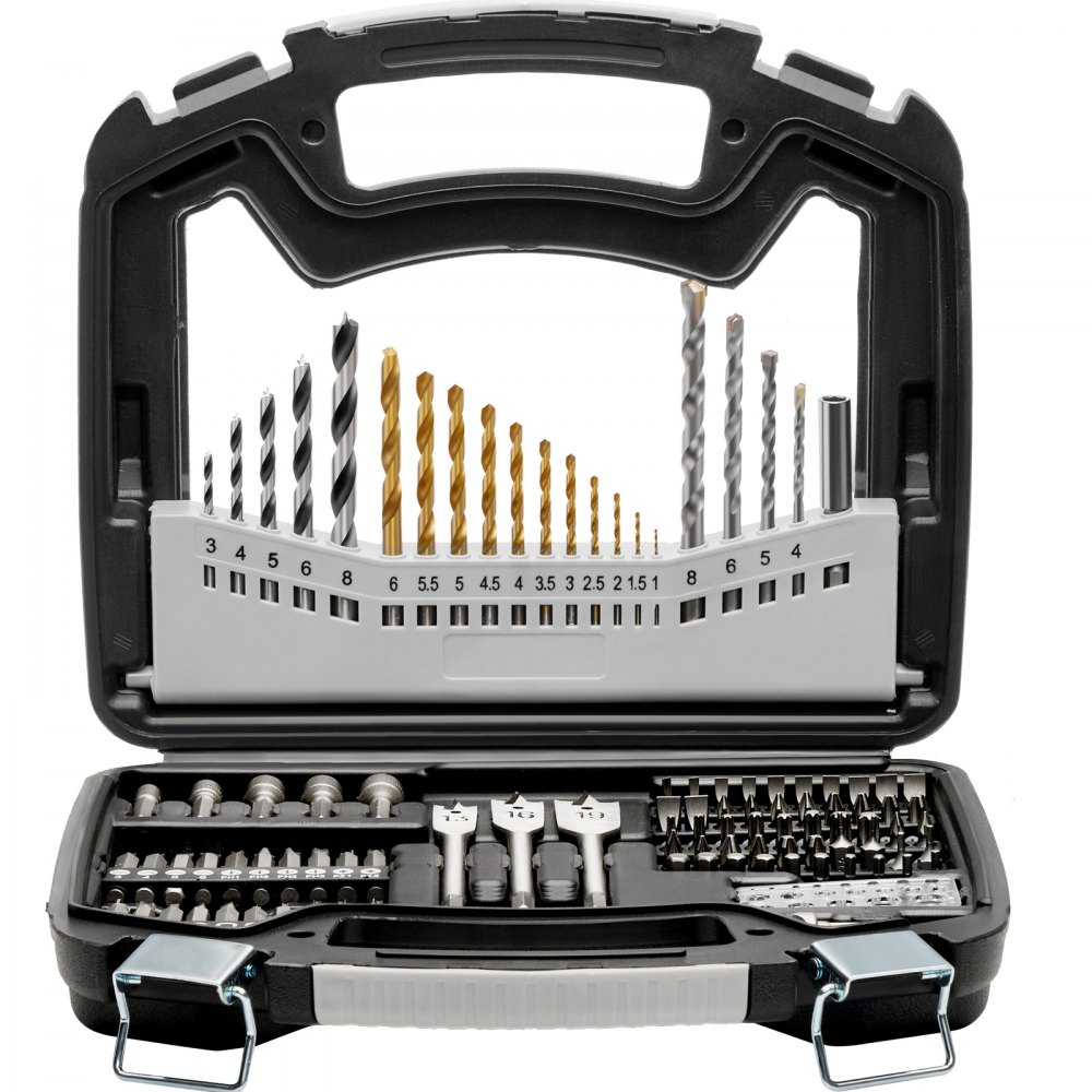 VEVOR 101 PCS Juego de Brocas Juego de Brocas para Taladro y Destornillador con Estuche de Transporte, Juego de Brocas para Destornillador Adecuadas para Taladrar y Atornillar Madera, Metal, Cemento