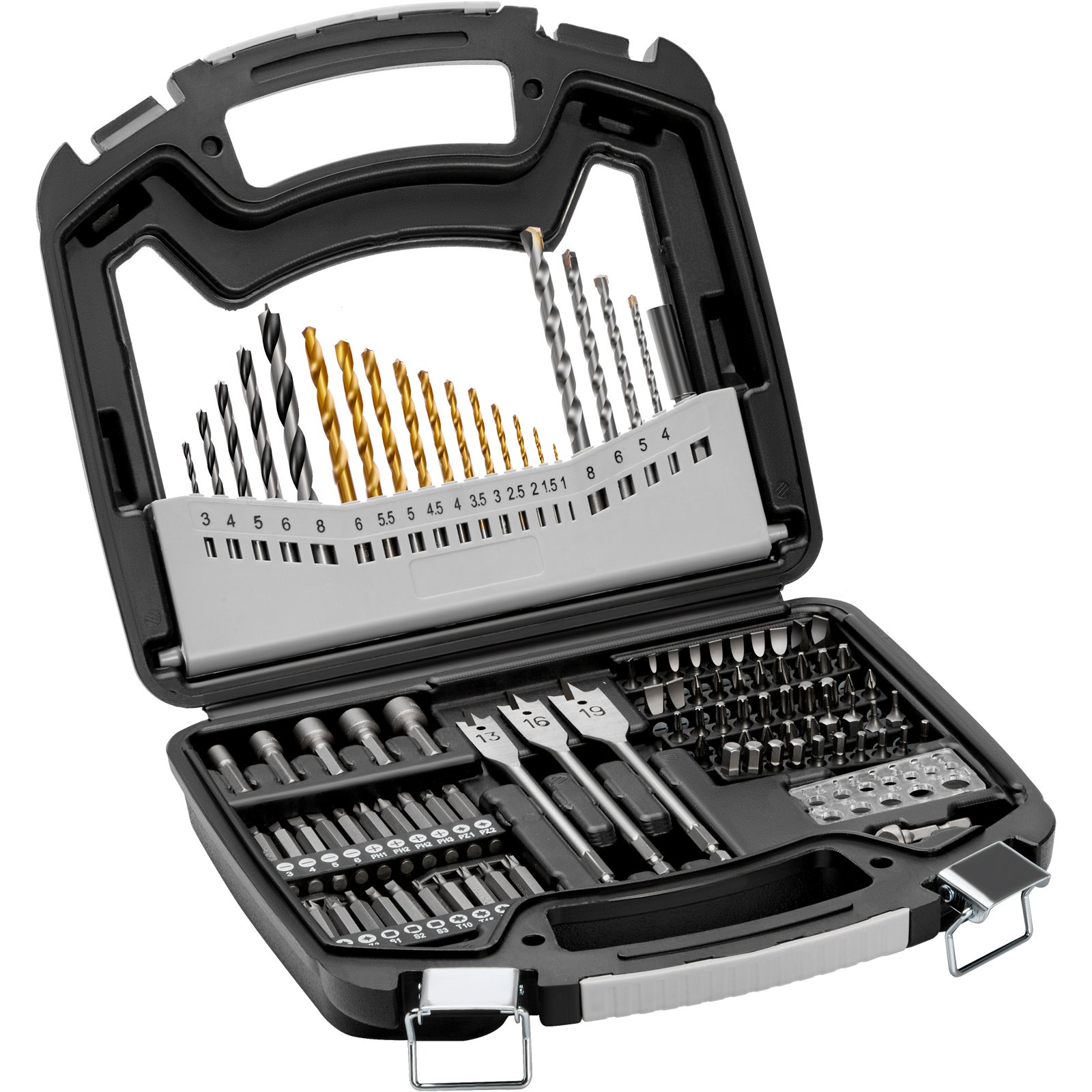 VEVOR 101 PCS Juego de Brocas Juego de Brocas para Taladro y Destornillador con Estuche de Transporte, Juego de Brocas para Destornillador Adecuadas para Taladrar y Atornillar Madera, Metal, Cemento
