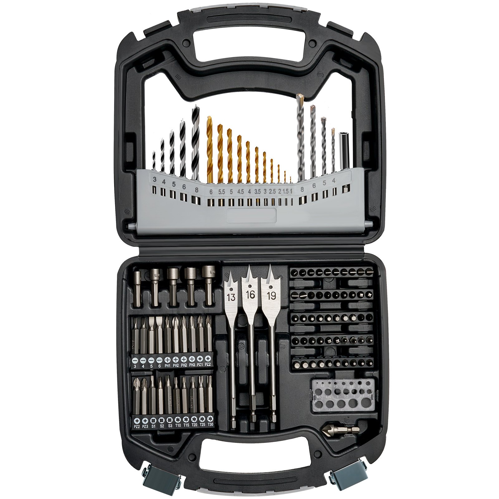 VEVOR 101 PCS Juego de Brocas Juego de Brocas para Taladro y Destornillador con Estuche de Transporte, Juego de Brocas para Destornillador Adecuadas para Taladrar y Atornillar Madera, Metal, Cemento