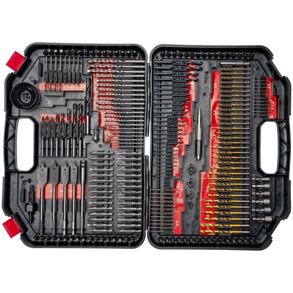 VEVOR 246-piece drill bit set, drill and screwdriver bit set, suitable for drilling and screwdriving in wood, metal and cement, combination drill bit set sorted in an organized carrying case