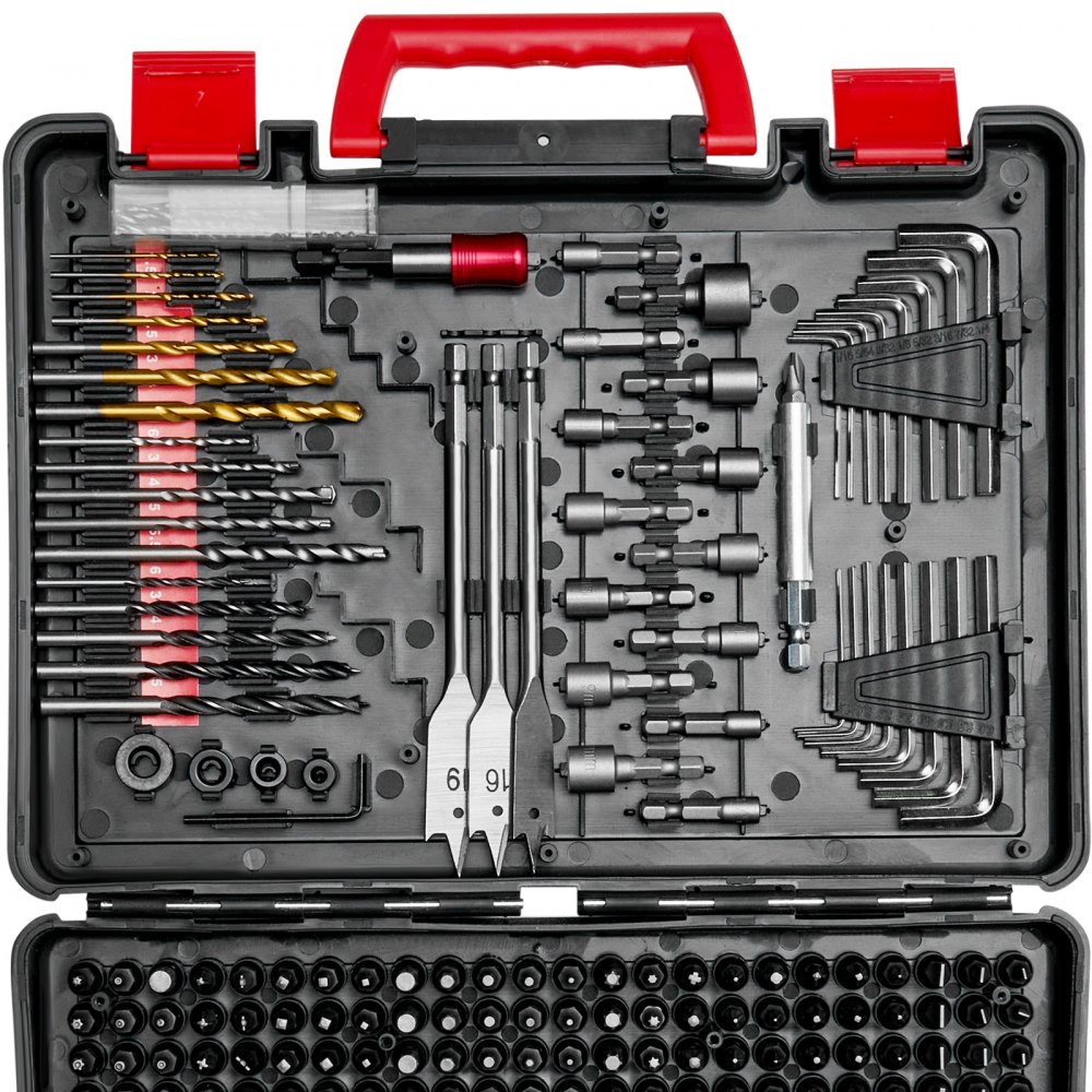 VEVOR 318-piece drill bit set, screwdriver bit set suitable for drilling and screwdriving in wood, metal & cement, combination drill bit set sorted in an organized carrying case