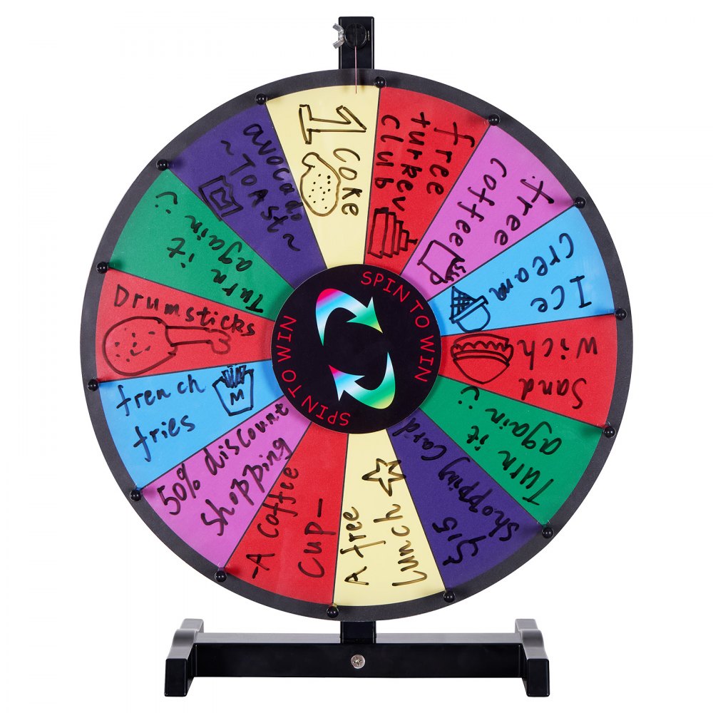 VEVOR Rueda de Lotería 457 mm Rueda de la Fortuna de Borrado en Seco Rueda de Suerte de Mesa 14 Ranuras con 2 Marcadores Juego de Bingo Equilibrado y de Rotación Suave Juego para Fiesta Salón Carnaval