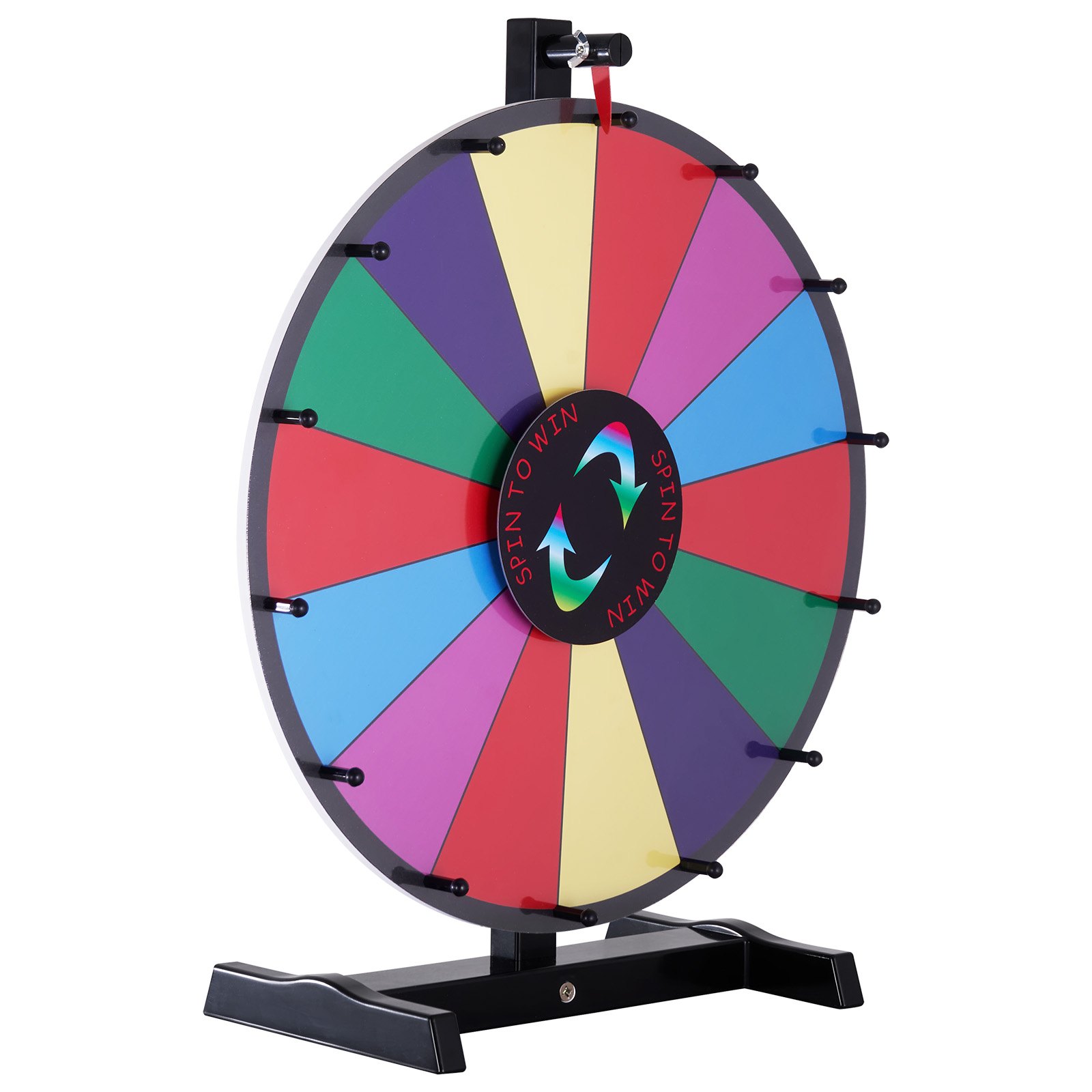 VEVOR Rueda de Lotería 457 mm Rueda de la Fortuna de Borrado en Seco Rueda de Suerte de Mesa 14 Ranuras con 2 Marcadores Juego de Bingo Equilibrado y de Rotación Suave Juego para Fiesta Salón Carnaval