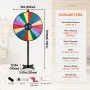 VEVOR Rueda de Lotería 910mm Rueda de Fortuna de Borrado en Seco 18 Ranuras Rueda de Suerte en Mesa o Soporte con 2 Marcadores Juego de Bingo Equilibrado y de Rotación Suave Juego para Salón de Fiesta