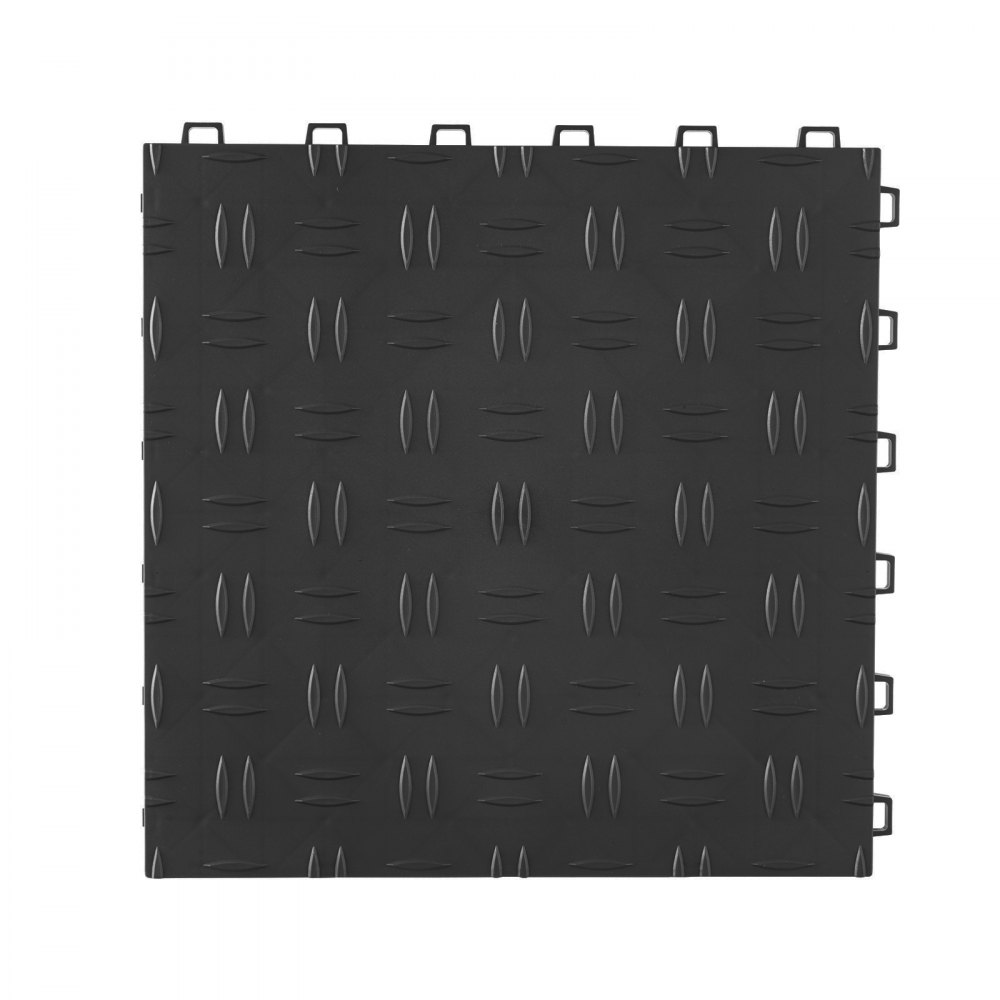 VEVOR Baldosas de Garaje Entrelazadas 50 Piezas Baldosas de PP para Suelo de Garaje 305 x 305 x 13,4 mm Textura Antideslizante de Doble Cara, para Garajes, Sótanos, Talleres de Reparación, Negro