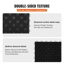 VEVOR Baldosas de Garaje Entrelazadas 50 Piezas Baldosas de PP para Suelo de Garaje 305 x 305 x 13,4 mm Textura Antideslizante de Doble Cara, para Garajes, Sótanos, Talleres de Reparación, Negro