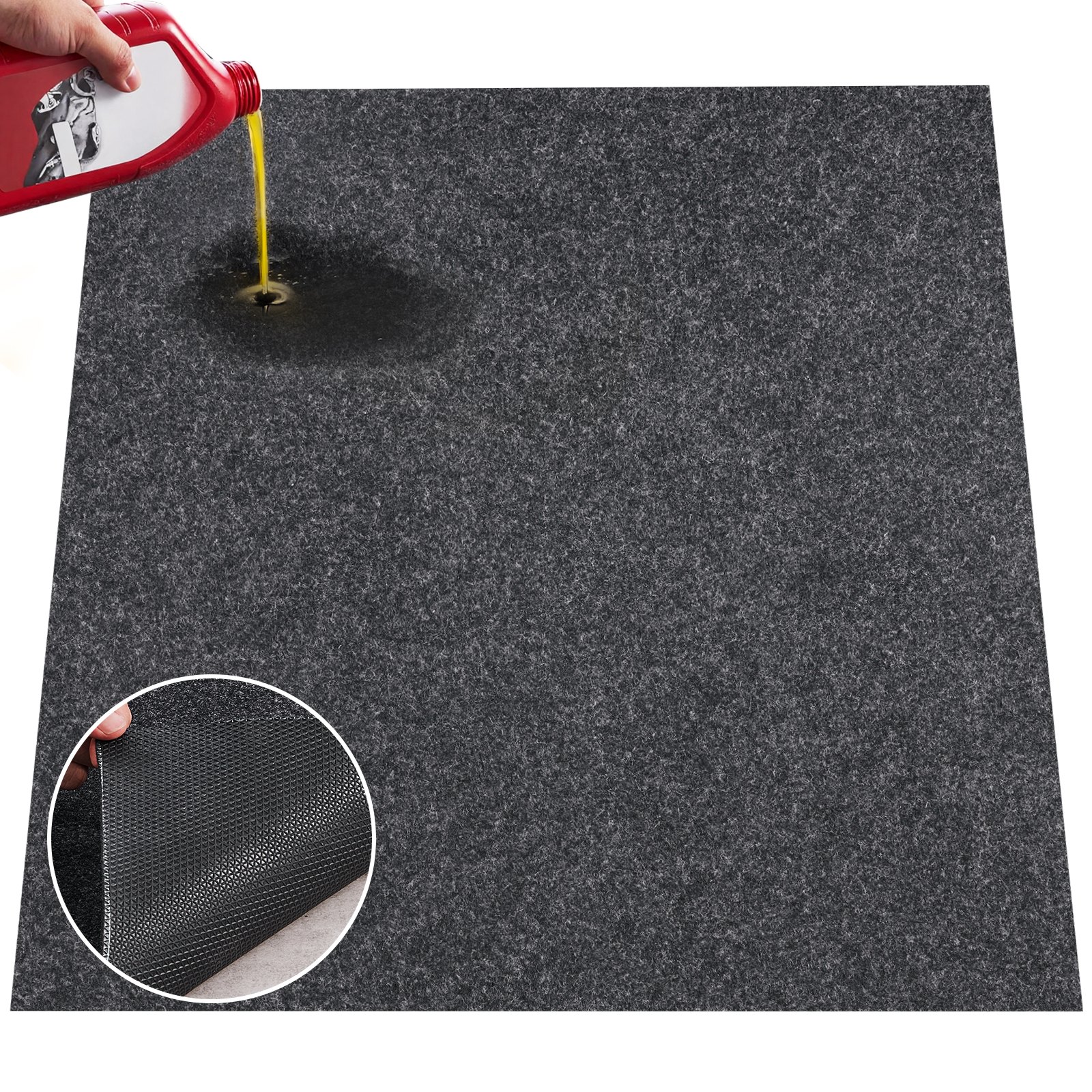 VEVOR Alfombrilla para Suelo de Garaje 1493,5x1828,8mm Alfombrilla Protectora Antideslizante Impermeable Agua Barro Aceite para Coche con Respaldo de TPE Antifugas Fácil de Limpiar Corte, Varios Usos