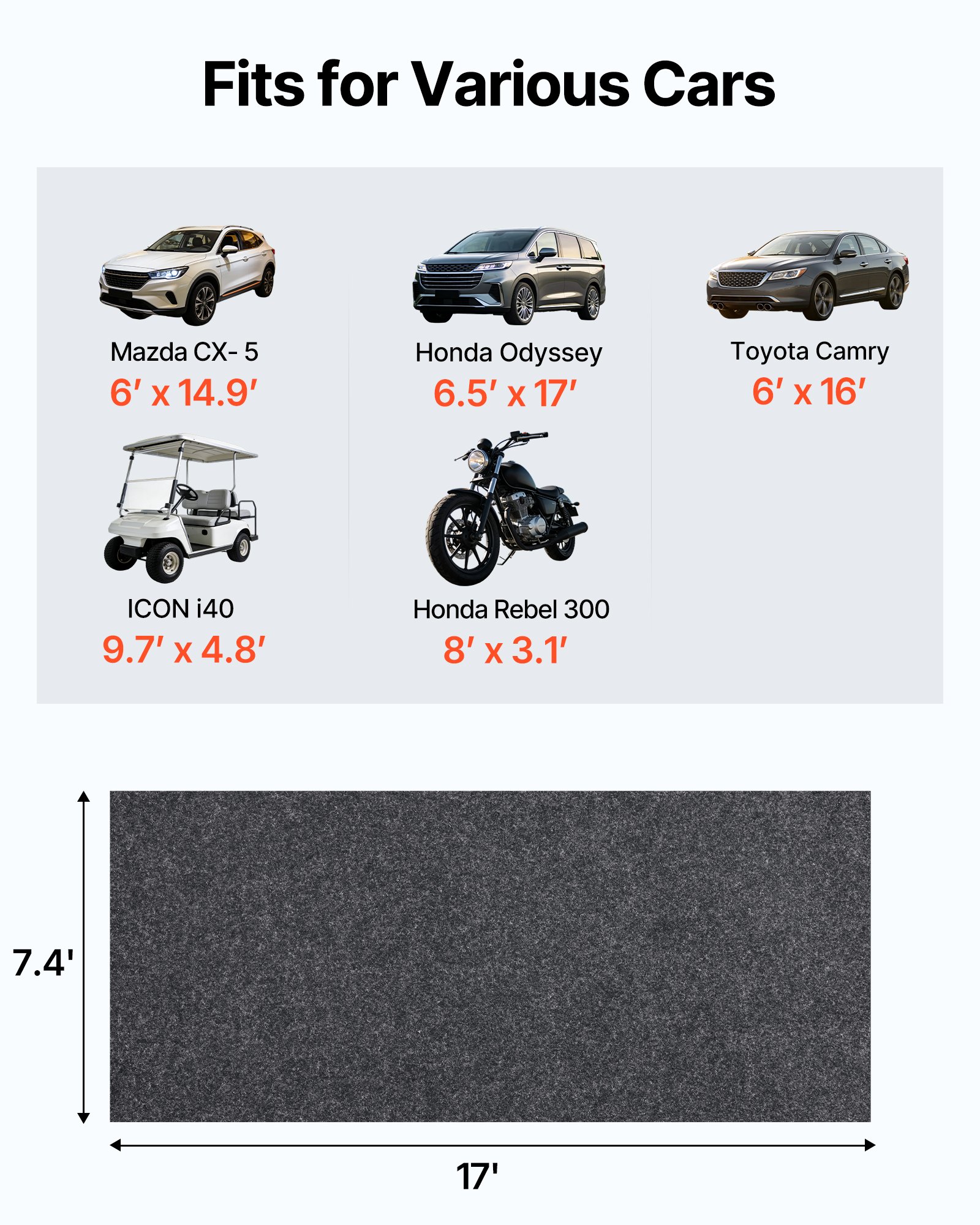 VEVOR Alfombrilla para Suelo de Garaje 2,23x5,18 m Alfombrilla Protectora Antideslizante Impermeable Agua Barro Aceite para Coche con Respaldo de TPE Antifugas Fácil de Limpiar Corte, Varios Usos