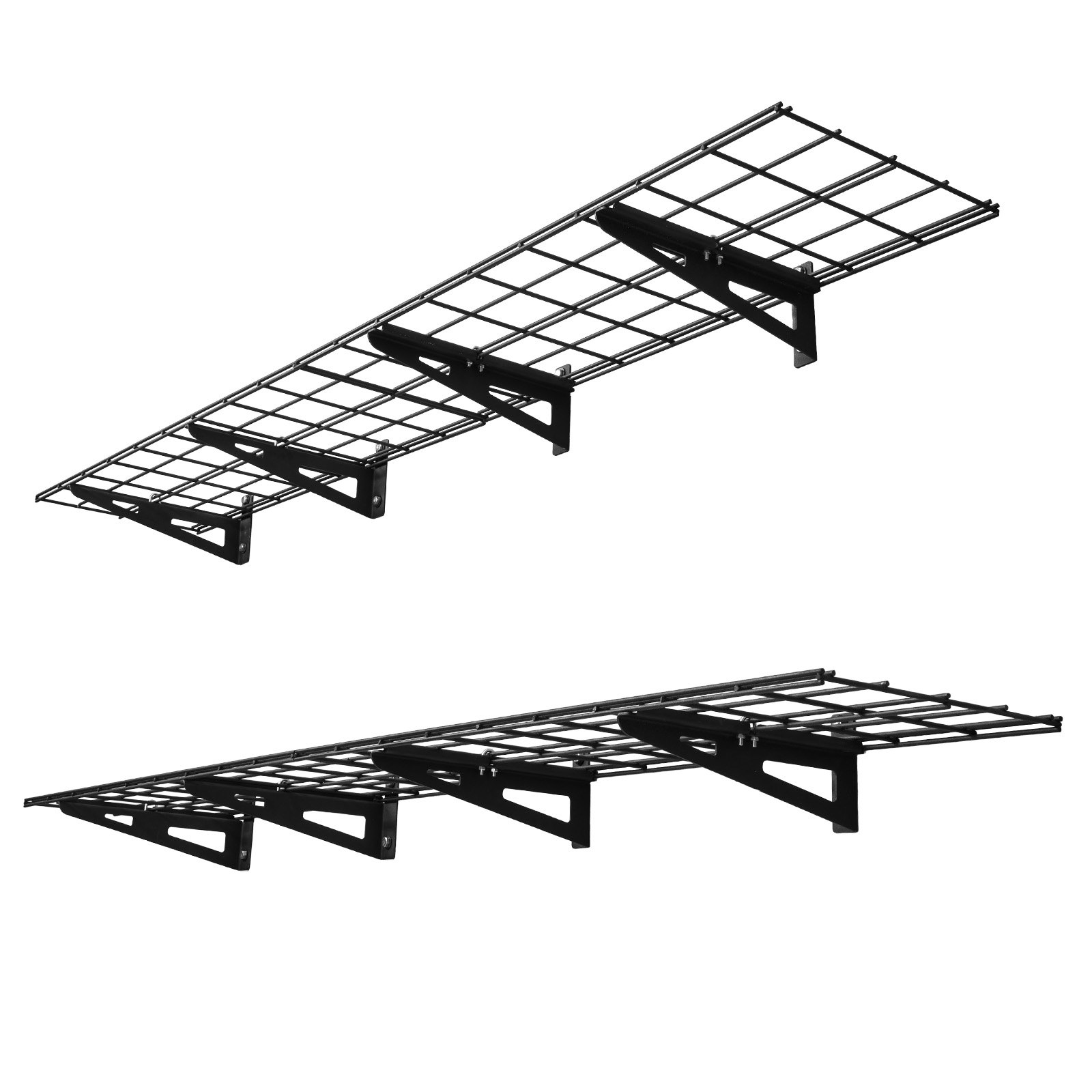 VEVOR Estantería de Pared de Acero Resistente 305x1828 mm, Carga 136kg por Estante, 272kg en Total, Distancia Ajustable 40 o 45cm, Juego de 2 Estanterías Flotantes para Garaje Lavandería Taller Cocina