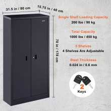 Gabinete de almacenamiento de metal VEVOR con 4 estantes ajustables y 200 libras con cerradura por estante